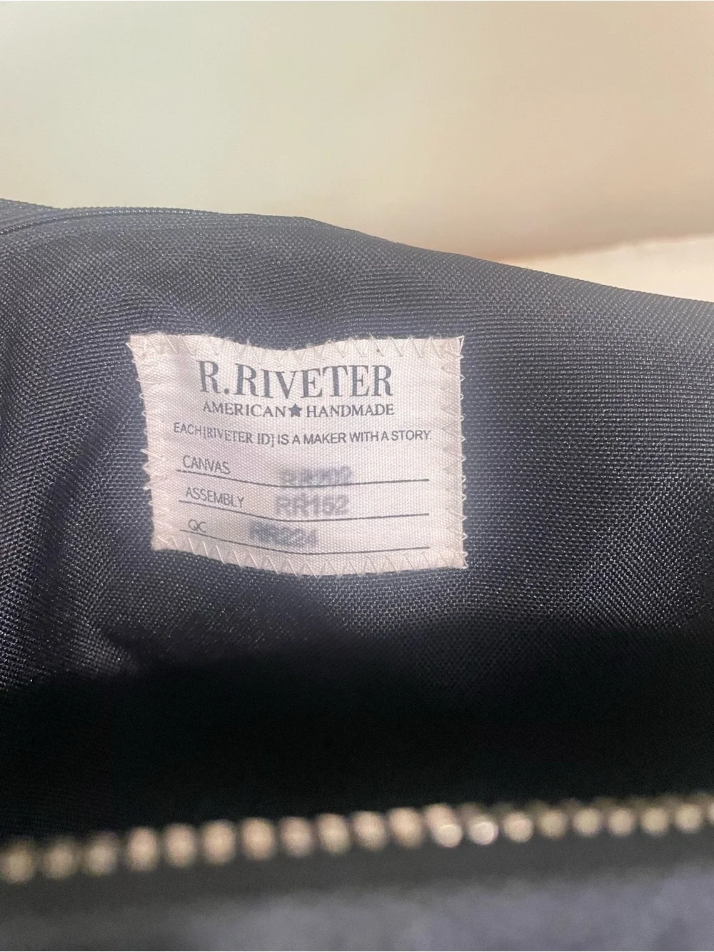 R. Riveter Navy and Black Canvas Leather-Trim Backpack